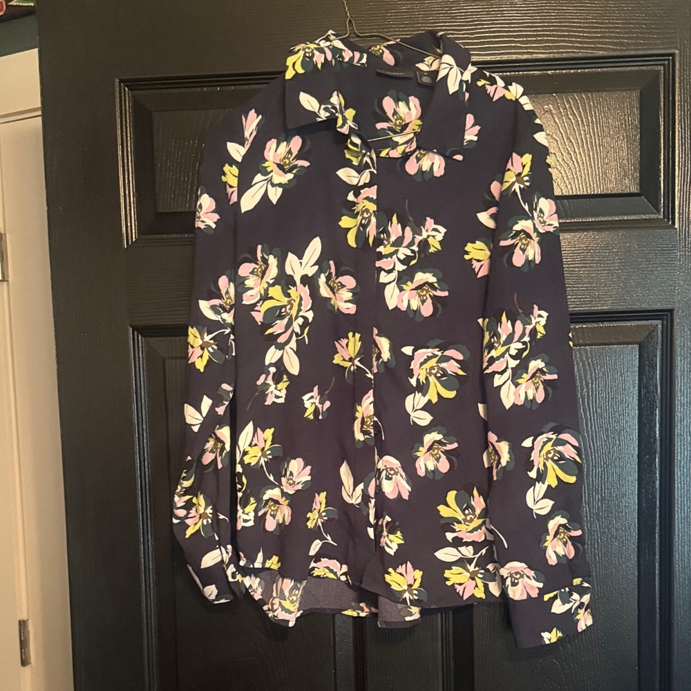 Halogen Navy Floral Blouse